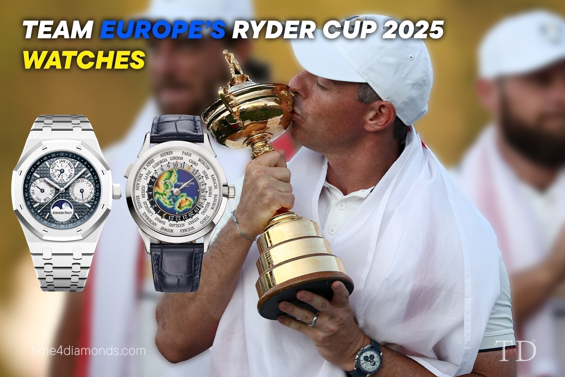 Watches worn by Winners Team Europe in the Ryder Cup 2025 banner image.