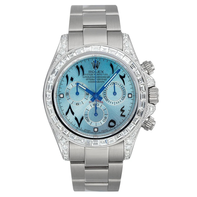 Full view of Rolex Daytona 116509 White Gold Custom Blue Dial