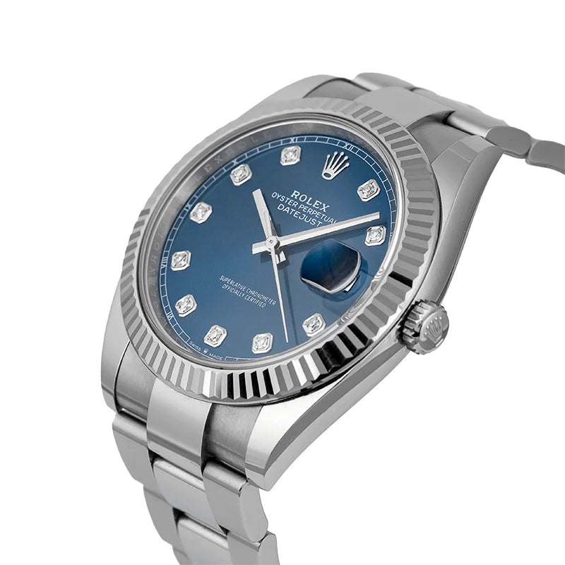 Side view of Rolex Datejust 41 Blue Diamonds Dial 126334