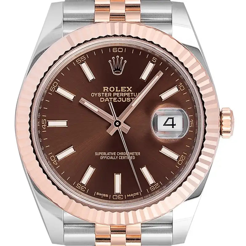 Rolex Datejust 41 Steel and 18ct Everose Gold ChocolateIndex Dial Jubilee 126331