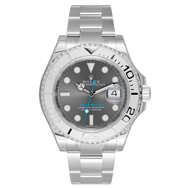 Full view of Rolex Yacht-Master 40 Steel and Platinum Dark Rhodium Dial 116622