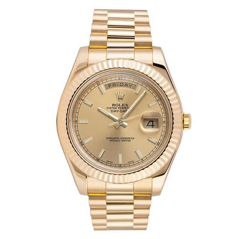 Full view of Rolex Day-Date 2 Yellow Gold Champagne Index 218238