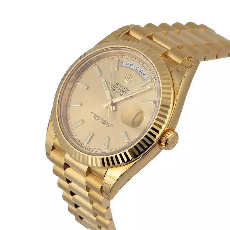 Side view - Rolex Day-Date 40 18ct Yellow Gold Champagne Dial 228238