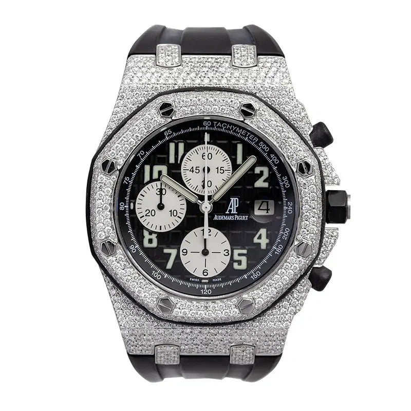 Full view of AP Royal Oak Offshore 42mm Steel Custom Honeycomb Diamond Set