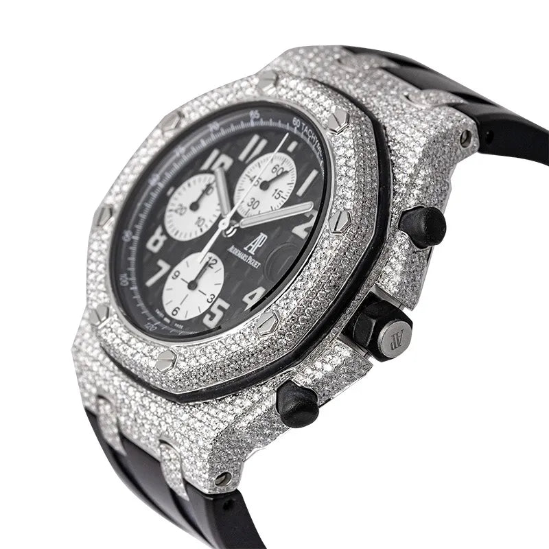 Side view of AP Royal Oak Offshore 42mm Steel Custom Honeycomb Diamond Set
