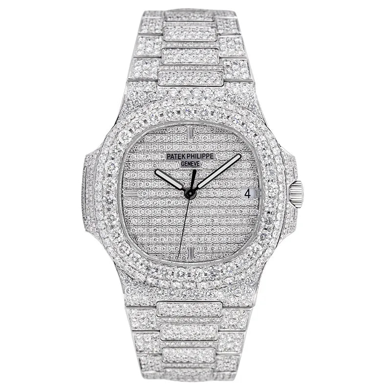Full view - Custom Micro Diamond Set Patek Philippe Nautilus 5711