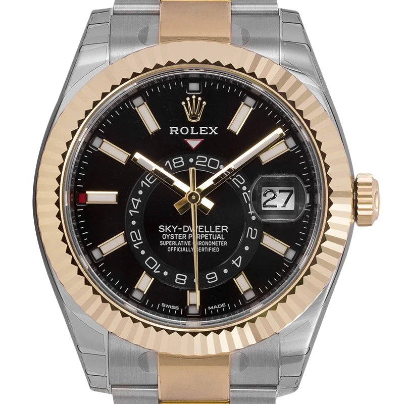 Rolex Sky-Dweller Steel & Yellow Gold Black Index Markers Dial 326933