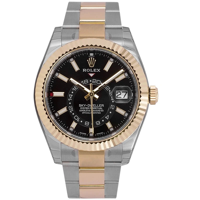 Full view of Rolex Sky-Dweller Black Index Markers Dial 326933
