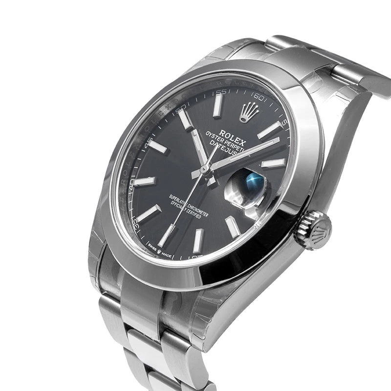 Side view of Rolex Datejust 41 Steel Black Dial 126300