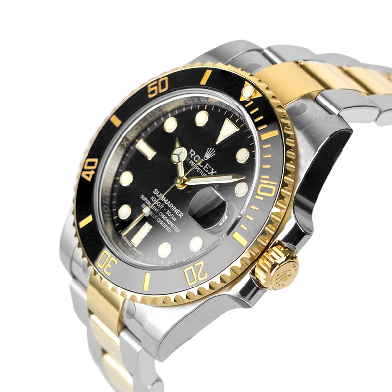 Side view of Rolex Submariner Date 40mm Yellow Gold Black Dial 116613LN