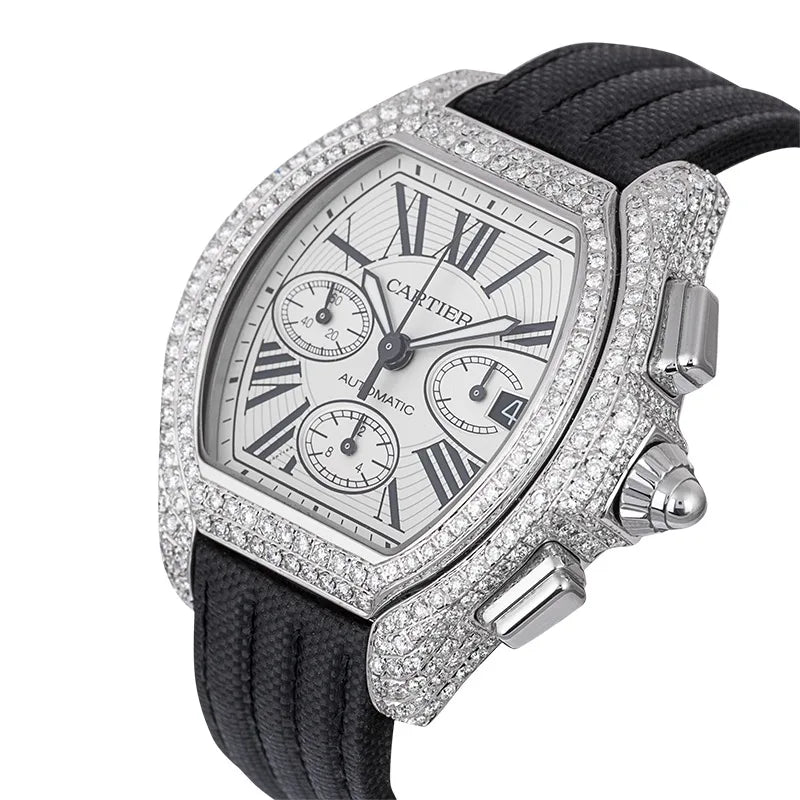 Side view of Cartier Roadster Chronograph XL Black Strap W62019X6