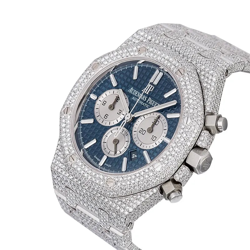 Side view of AP Royal Oak Chronograph Steel with blue dial 26331ST.OO.1220ST.01
