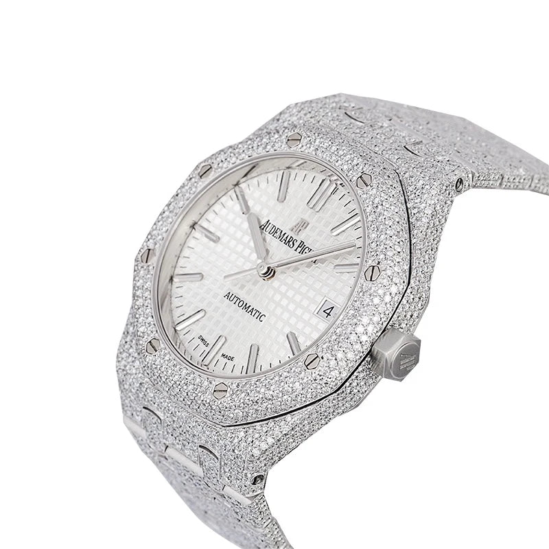 Side view of Custom Diamond Set AP Royal Oak 37mm