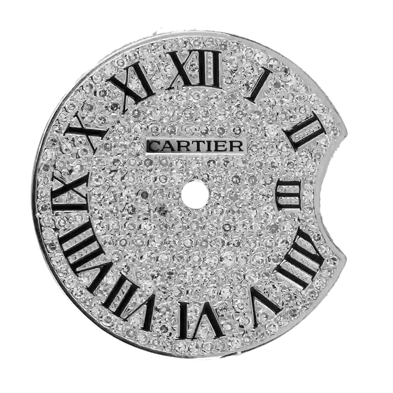 Full view - Cartier Ballon Bleu 28mm Diamond Pavé Custom Dial