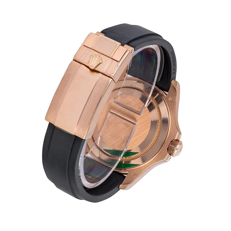Back view of Rolex Yacht-Master 116655 Custom Tutti Frutti Gem Set Bezel
