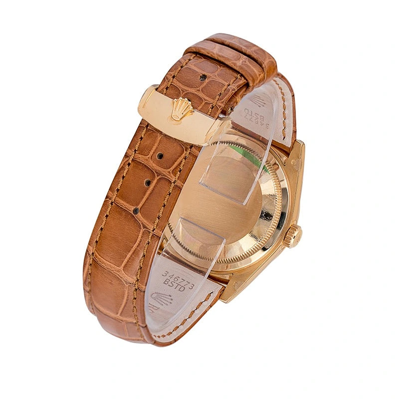 Back view of Rolex Day-Date 36 mm 18ct Yellow Gold Cognac Dial 118138