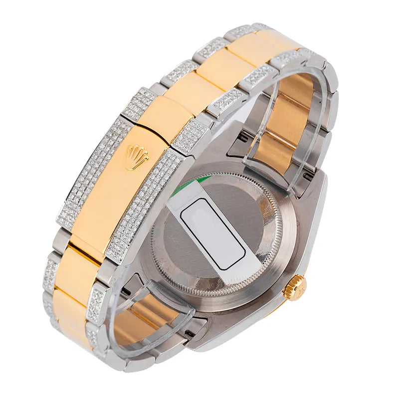 Back view of Rolex Datejust II 18ct yellow gold custom diamond set 116333