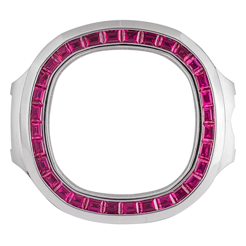 Custom White Gold Bezel Set with Red Rubies for Patek Philippe 5711