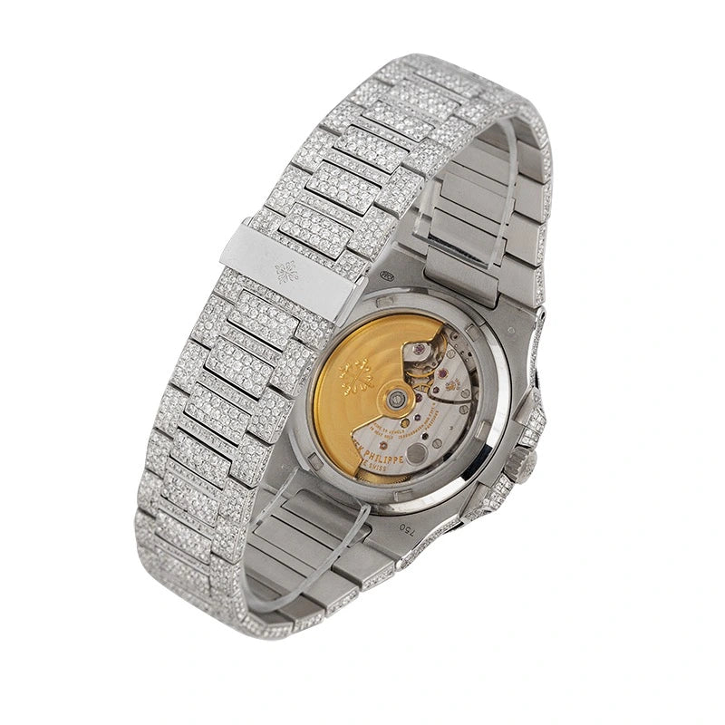 Back view of Custom Diamond Set Patek Philippe Nautilus 5711G