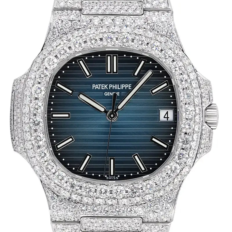 Custom Micro Diamond Set Patek Philippe Nautilus 5711 Blue Dial