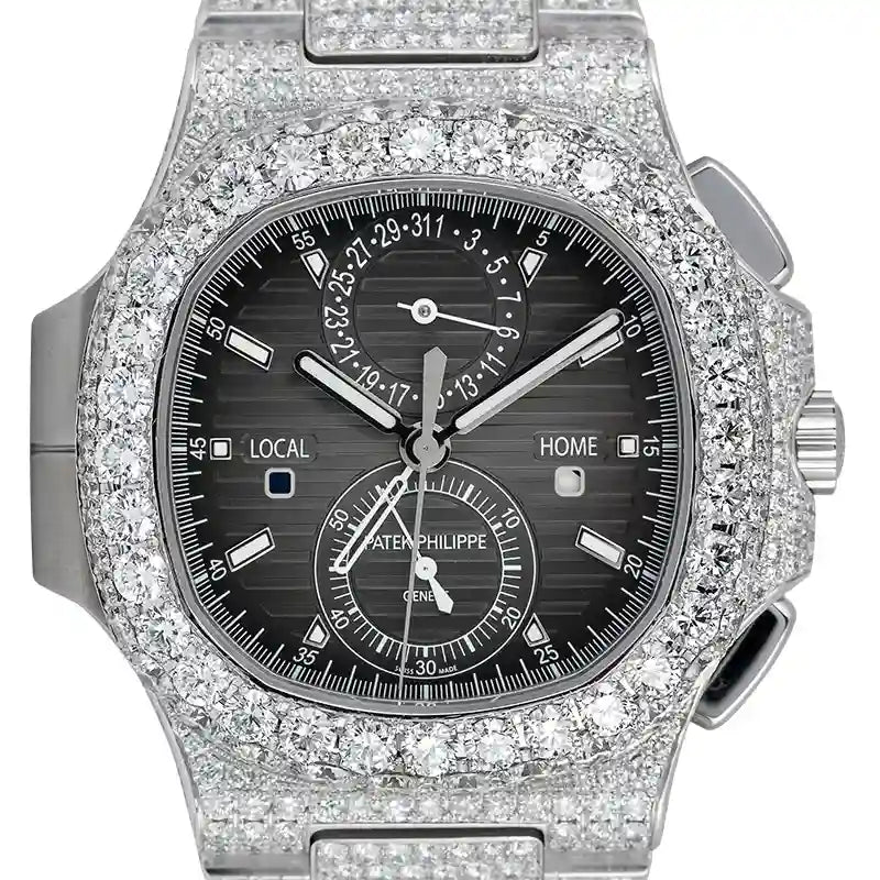 Close up - Custom Diamond Set Patek Philippe Nautilus 5990/1A-001