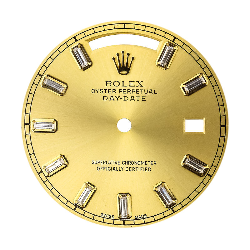 Rolex Day Date 41mm Gold Baguette Cut Diamond Custom Dial