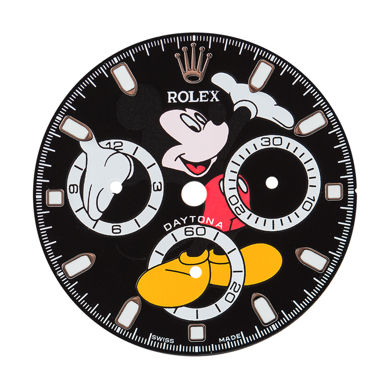 Black Custom Mickey Mouse Dial for Rolex Daytona Time 4 Diamonds
