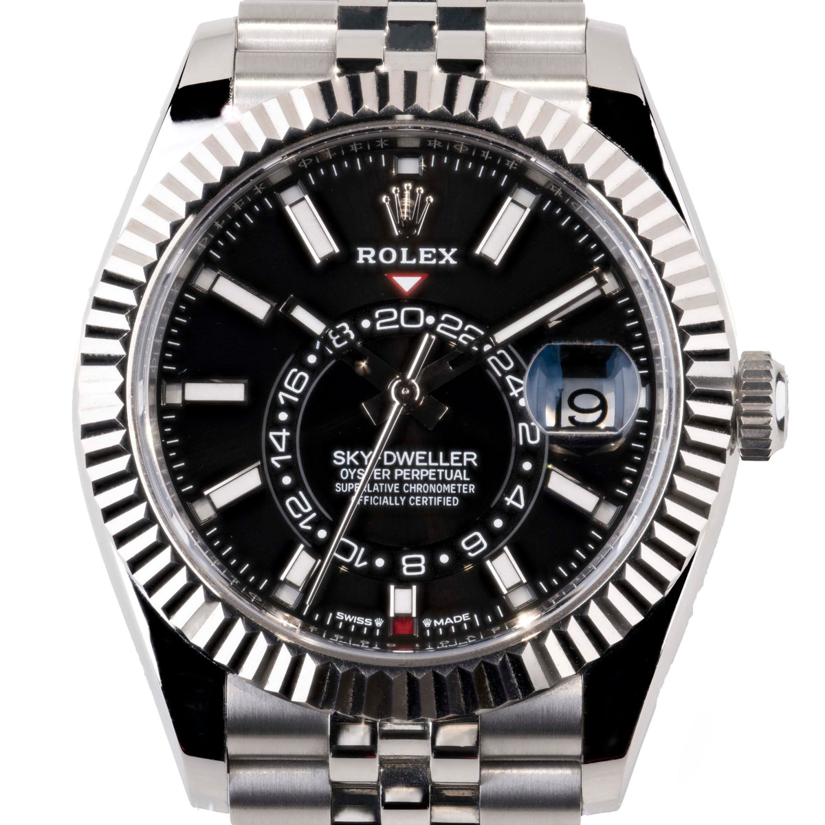 ROLEX SKY-DWELLER STAINLESS STEEL BLACK DIAL JUBILEE 336934