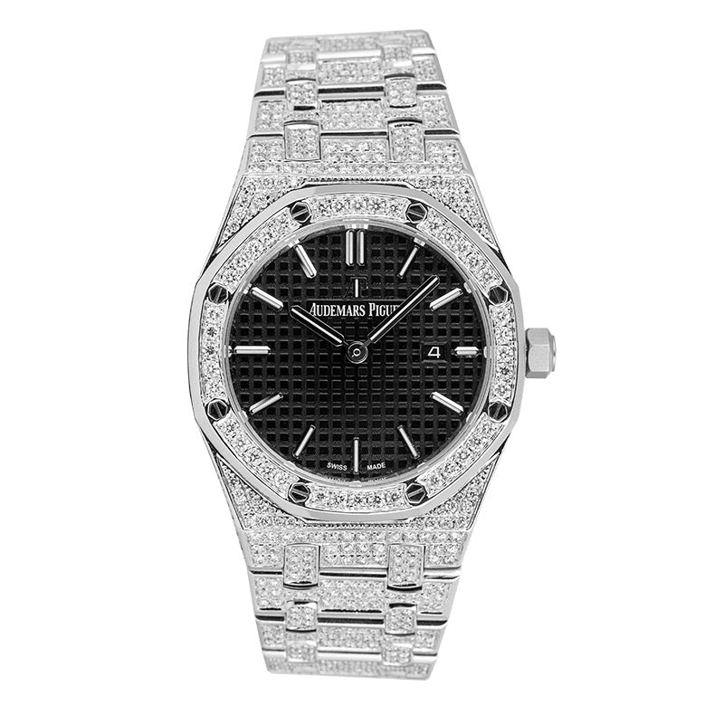 Audemars Piguet Royal Oak 33 Quartz Custom Diamond Set with Black Dial