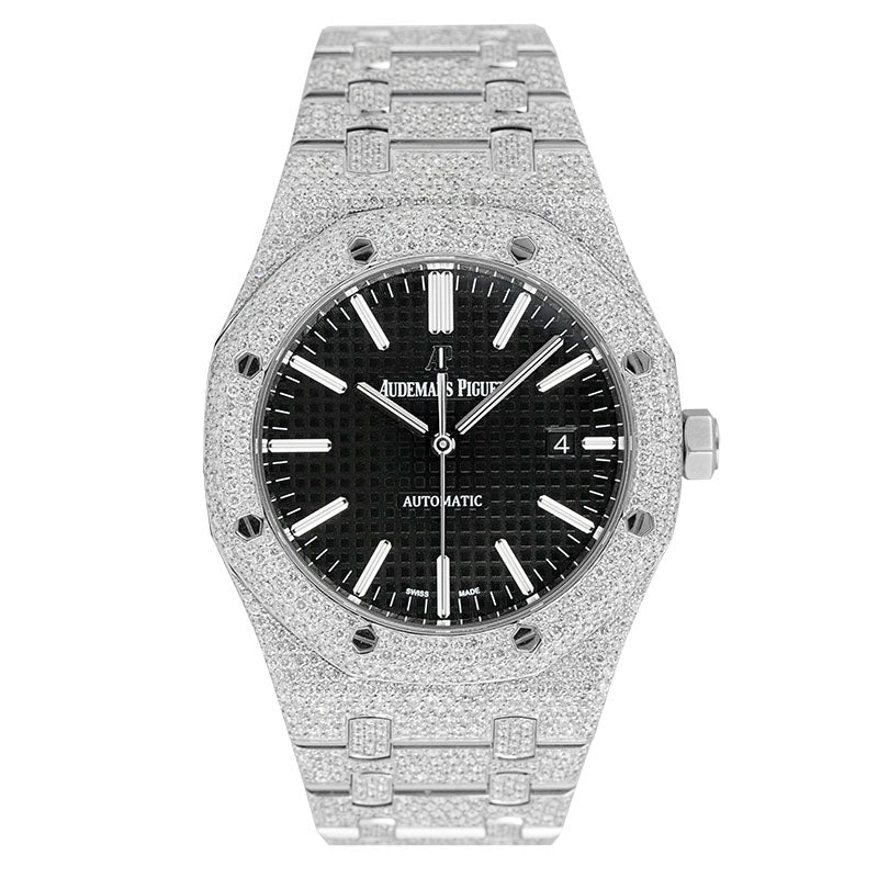 Audemars Piguet Royal Oak 41 Custom Diamond Set Black Dial