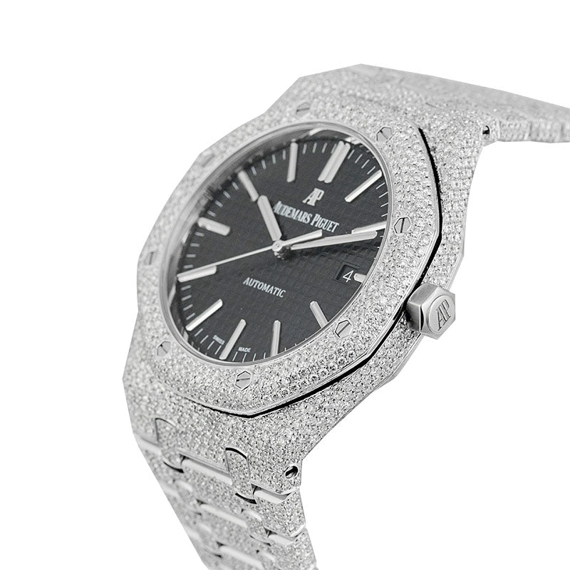 Audemars Piguet Royal Oak 41 Custom Diamond Set Black Dial