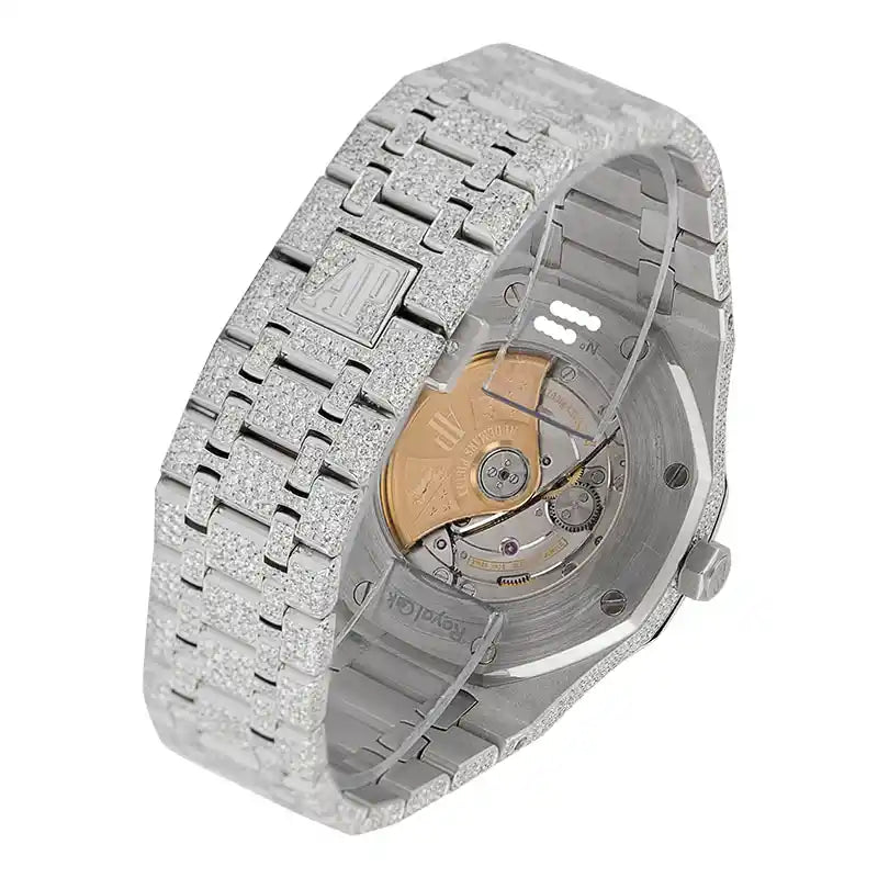 Back case view of AP Royal Oak 41 Custom Micro Diamond Set
