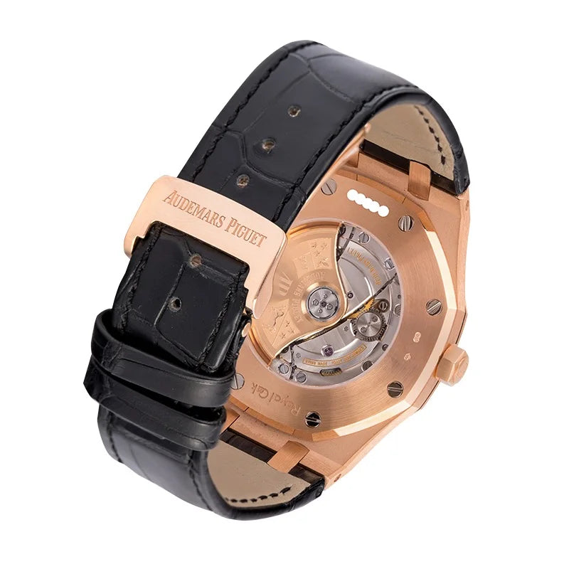 Back case - Royal Oak 41 rose gold black leather strap 15400OR.OO.D002CR.01