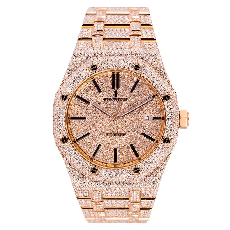 Full view of AP Royal Oak 41 Rose Gold Micro Diamond Set