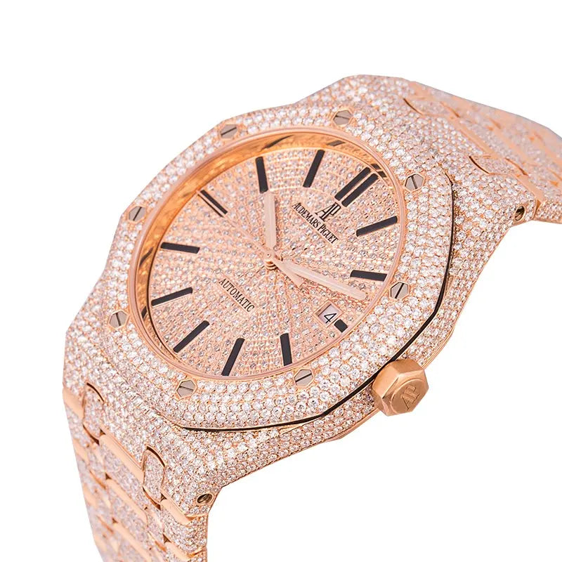 Side view of AP Royal Oak 41 Rose Gold Micro Diamond Set