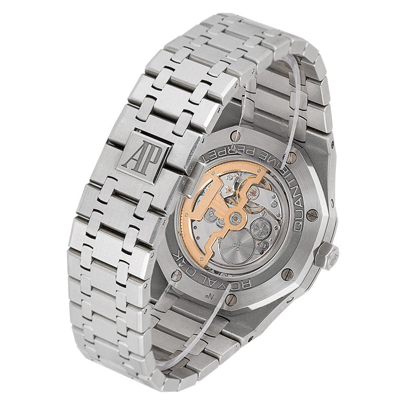 Case back and clasp view of the Audemars Piguet Royal Oak 41mm Perpetual Calendar with Custom Grey Dial