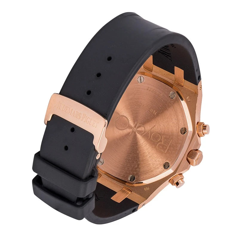 Back case view of AP Royal Oak Chronograph Rose Gold 39mm 26022OR.OO.D088CR.01