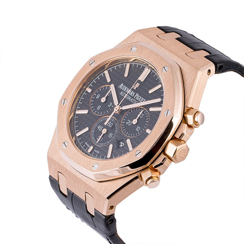 Audemars Piguet Royal Oak Chronograph Rose Gold 41mm Black Leather Strap 26320OR.OO.D002CR.01.
