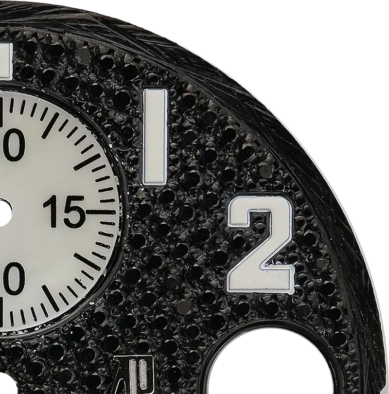 Close-Up view of AP Royal Oak Offshore 42mm Black Diamond Pavé Custom Dial
