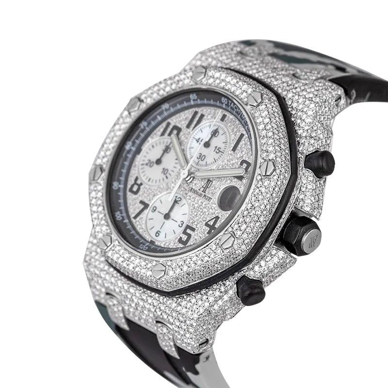 Side view of AP Royal Oak Offshore 42mm Diamond Set Camo Strap
