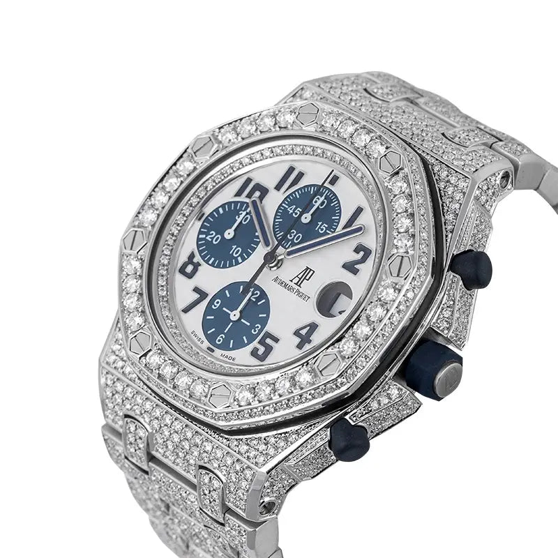Side view of AP Royal Oak Offshore 42mm Diamond Set White & Blue Dial 26170ST.OO.D305CR.01