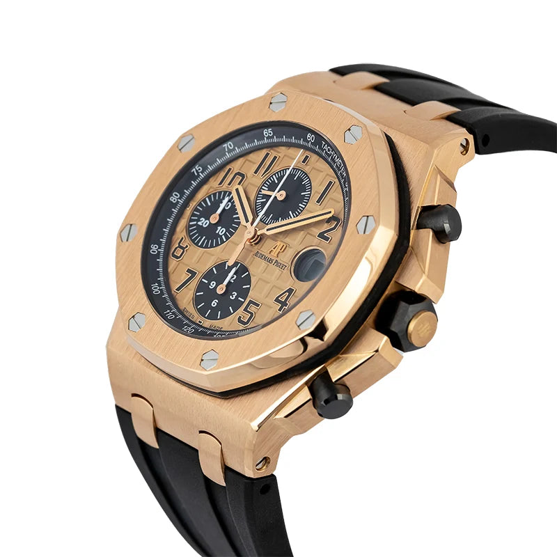Side view of AP Royal Oak Offshore 42mm Rose Gold Black Rubber Strap 26470OR.OO.A002CR.01