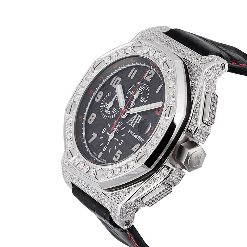 crown side view of the AP Royal Oak Offshore 48mm Shaquille O'Neal Diamond Set Black Dial 26133ST.OO.A101CR.01
