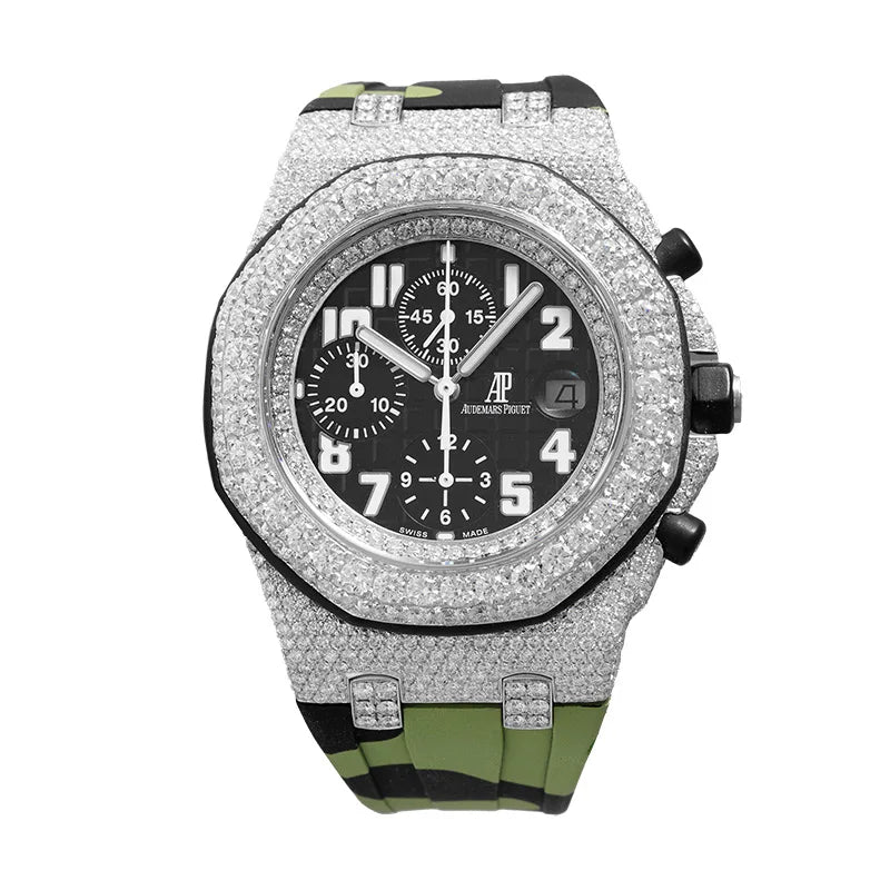 Full view - AP Royal Oak Offshore Custom Diamond Set Camo Strap