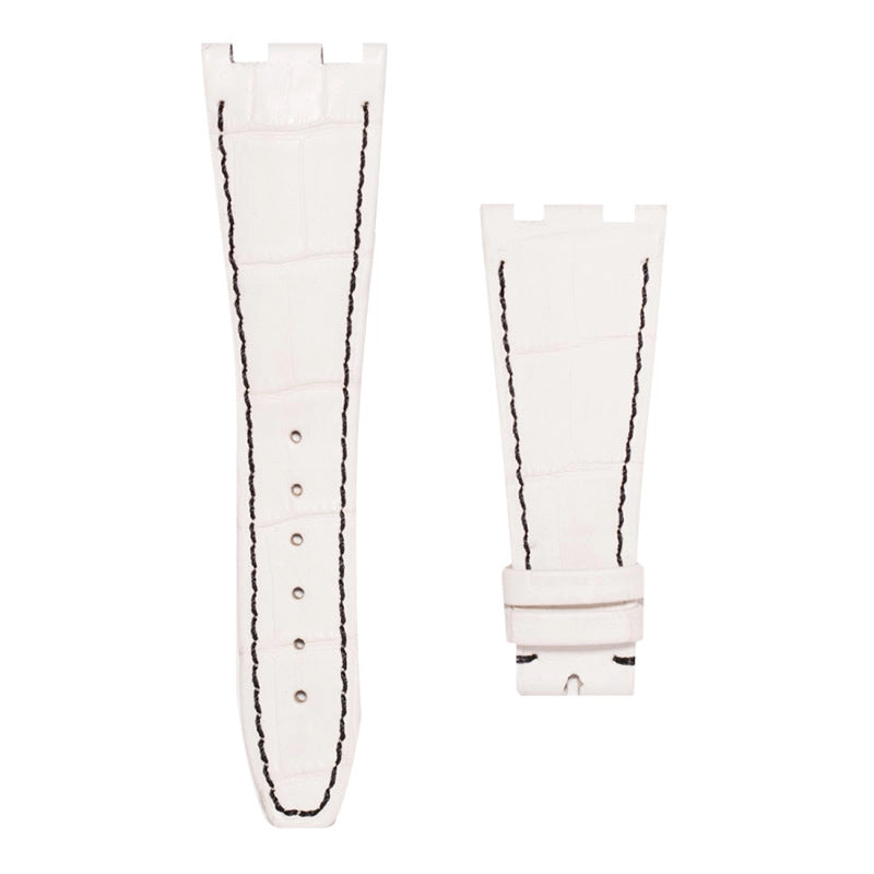 AP Royal Oak Offshore White alligator Leather Custom Strap with Black Stitch 42mm