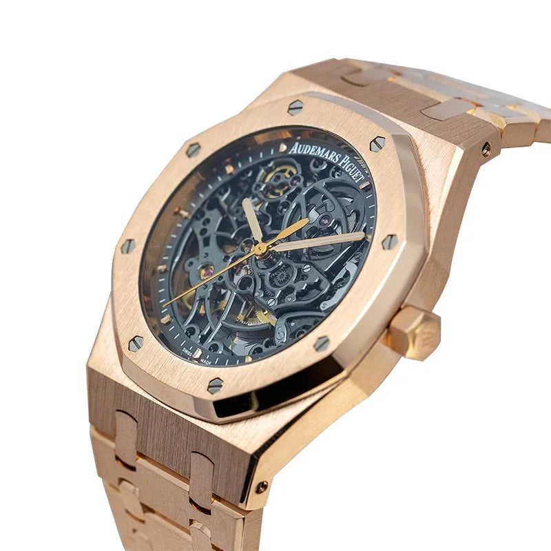 Side view of AP Royal Oak Openworked 39m Rose Gold 15305OR.OO.D088CR.01