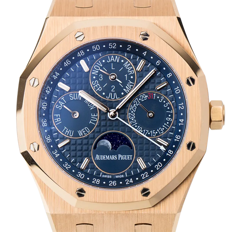 AP Royal Oak Perpetual Calendar Rose Gold Blue Dial 26574OR.OO.1220OR.02
