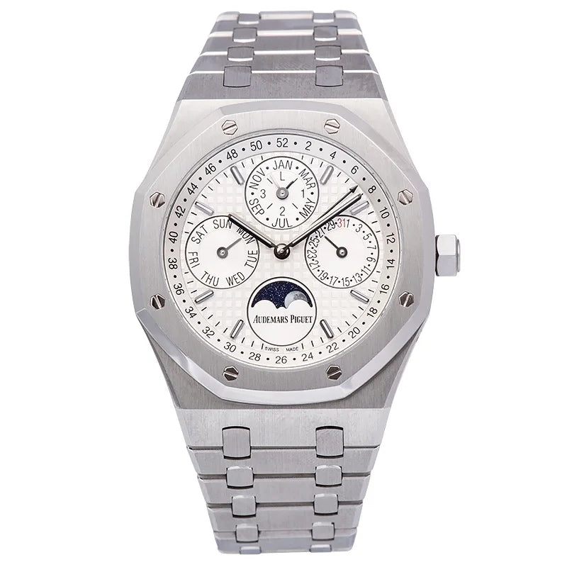Full view of AP Royal Oak Perpetual Calender Steel White Dial 26574ST.OO.1220ST.01