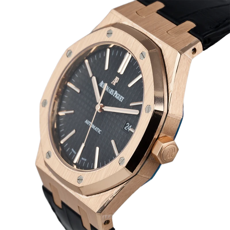 Side view of AP Royal Oak Rose Gold Leather 15450OR.OO.D002CR.01