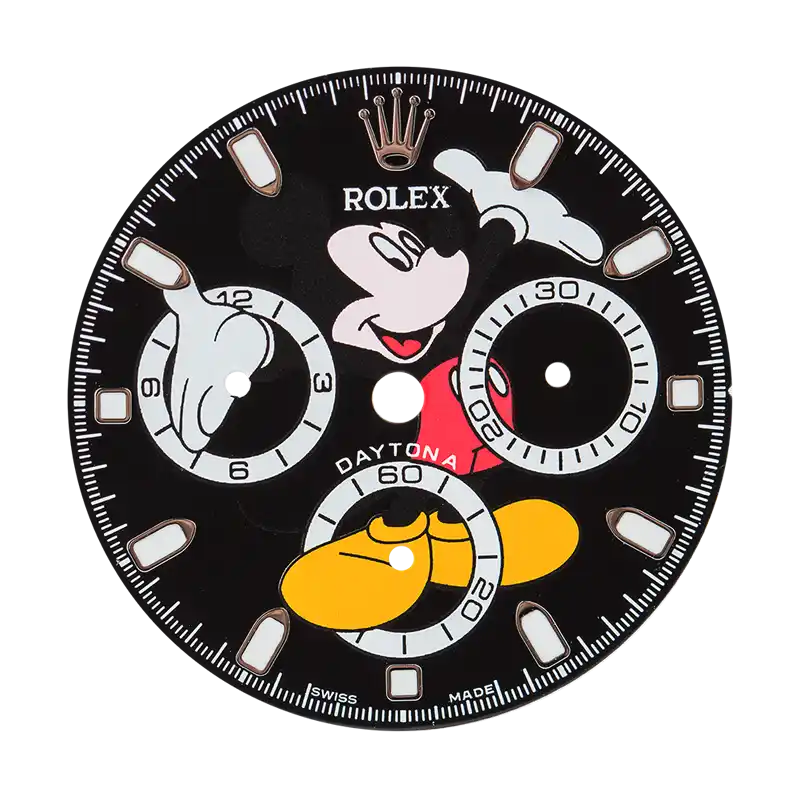 Full view - Black Custom Mickey Mouse Dial for Rolex Daytona